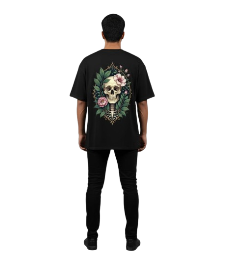 Skull & Roses Graphic | Streetwear Style Oversized T-shirt