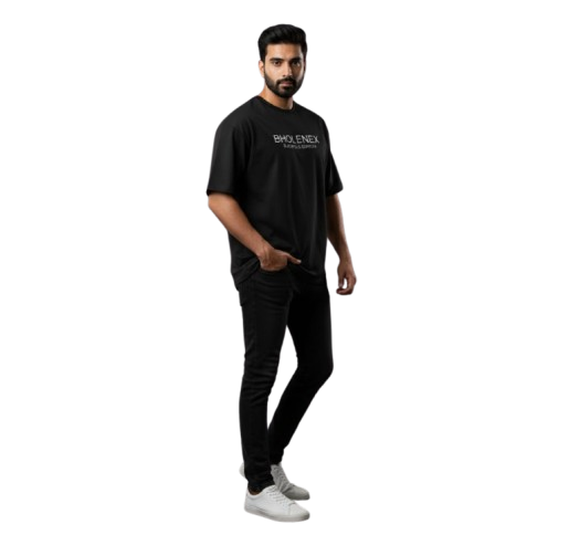 BHOLENEX Blackhole Edition Oversized T-Shirt | Space-Themed Graphic Black Tee | Minimalist Front, Large Back Print