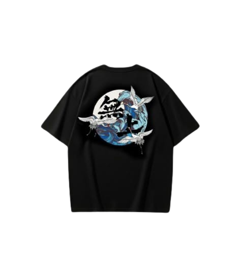 Crane Graphic T-Shirt | Black Tee with Back Print