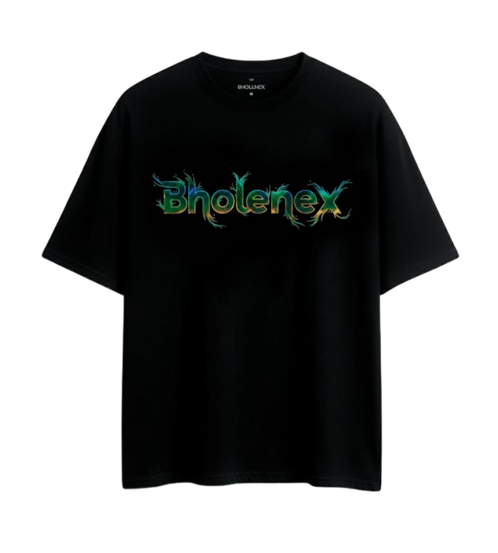Feather Oversized T-Shirt | Emerald Peacock Style Graphic Black Tee |