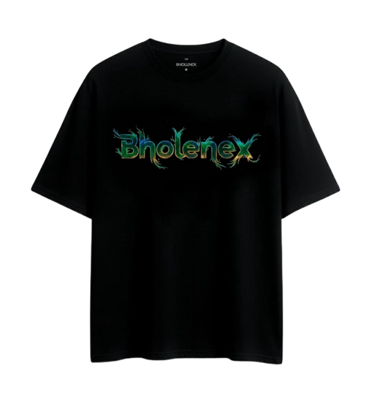 Feather Oversized T-Shirt | Emerald Peacock Style Graphic Black Tee |