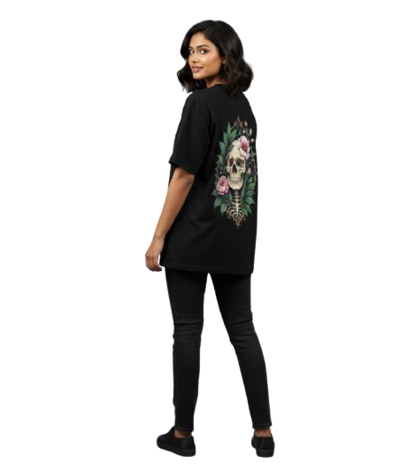 Skull & Roses Graphic | Streetwear Style Oversized T-shirt